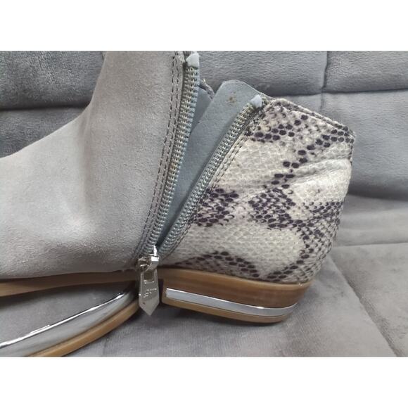 Fergie Booties Womens 8 Indigo, Talliogrey Suede Faux Snake Skin Zipper - Picture 15 of 16